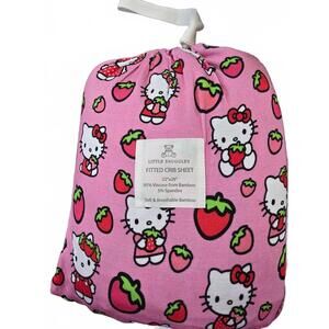 NEW CHARLIES PROJECT girl's hello cutie strawberry crib sheet in pink